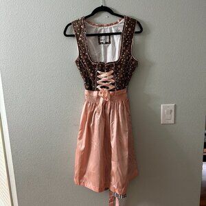 Marjo Trachten Dress Dirndl Oktoberfest Women's 38 US 6 Pink Brown